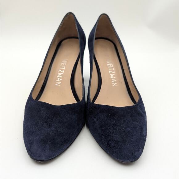 Stuart Weitzman Vida 75 Heel Pumps Women's Suede Blue Size US7.5B EU38 - Picture 2 of 9